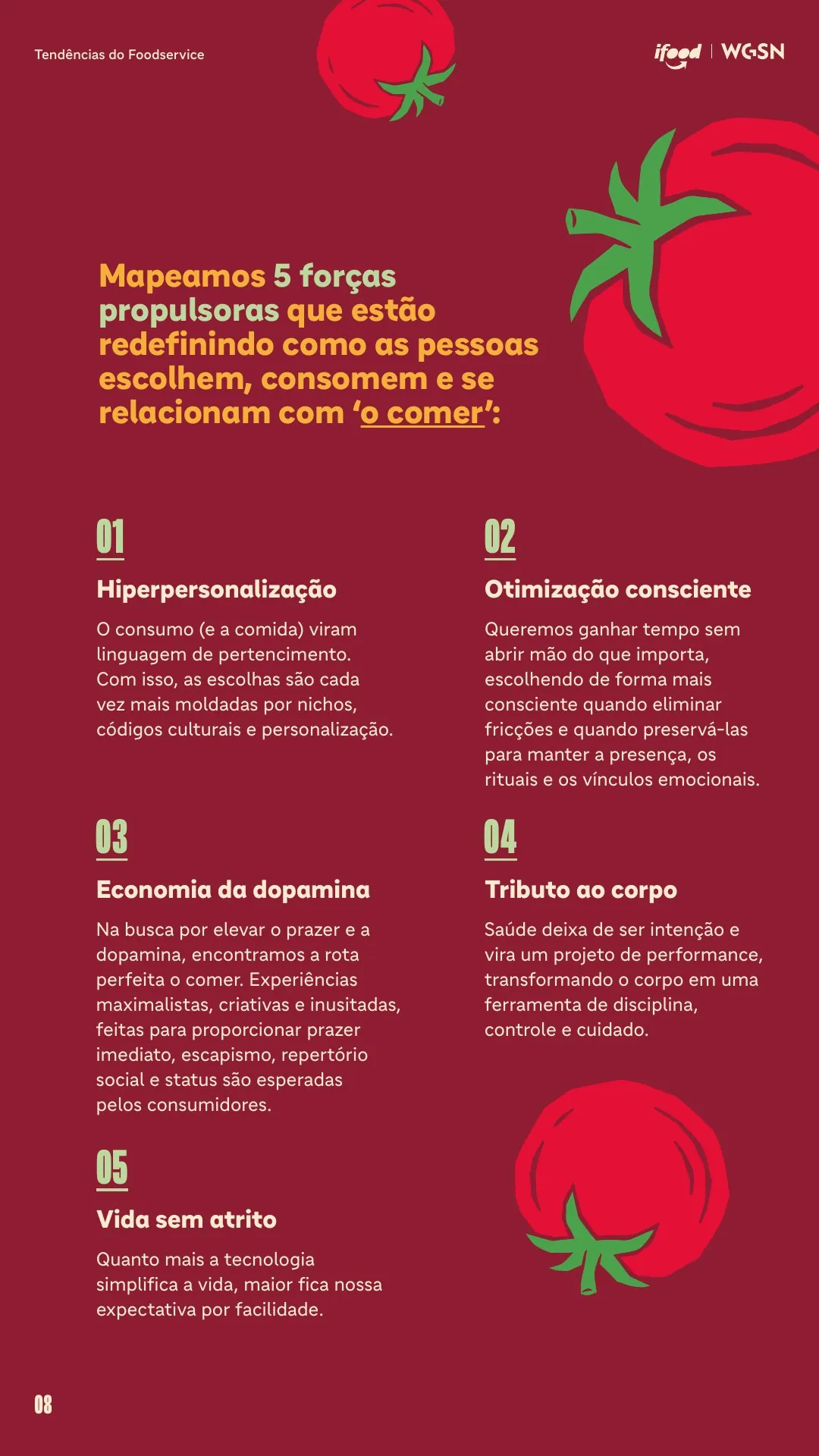As 5 forças propulsoras do foodservice: hiperpersonalização, otimização consciente, economia da dopamina, tributo ao corpo e vida sem atrito